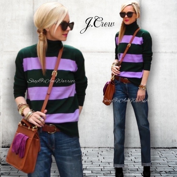 J.Crew Italian cashmere striped rugby turtleneck sweater *shop@iamwarrior - Picture 4 of 11